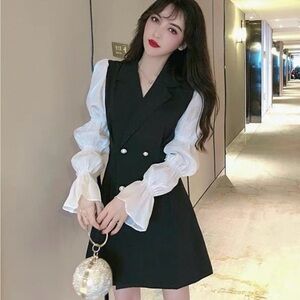 Elegant Black and White Women's Dress